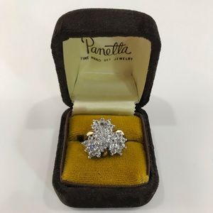 Vtg Panetta Cluster Cocktail Ring CZ